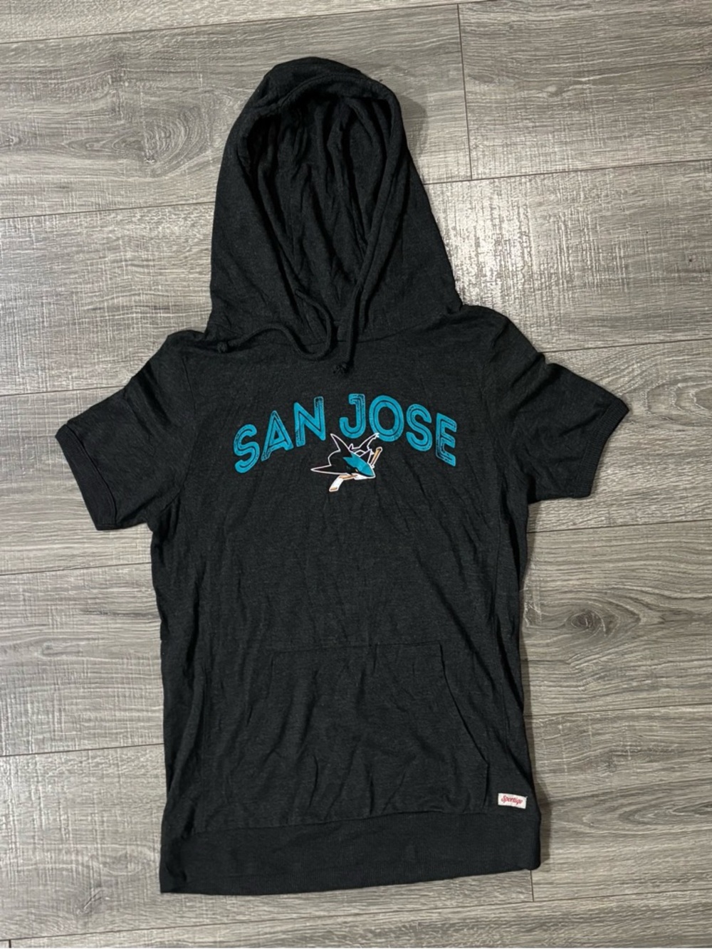 San Jose Sharks Hoodie Tee Sportiqe Black Short Sleeve Hoodie Size M NHL